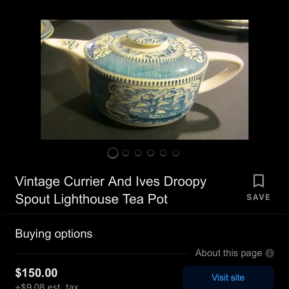 Teapot currier and Ives blue